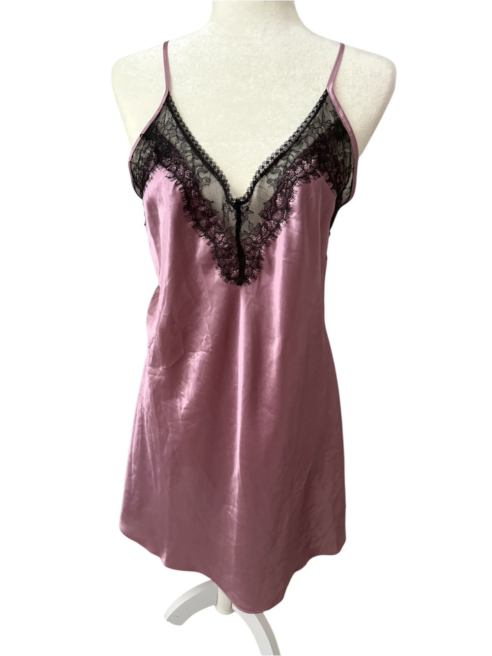 LINEA DONATELLA Slip Dress with Black Lace